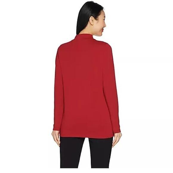 NWOT Belle by Kim Gravel Red Embellished Keyhole TripleLuxe Tunic Top Large - Picture 2 of 7